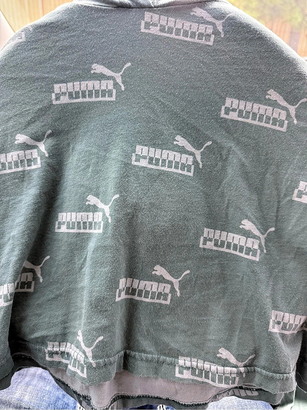 PUMA Green Logo Cropped Hoodie